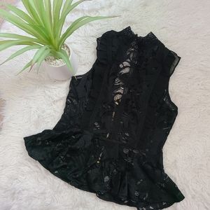 Black lace collared tank top NWOT